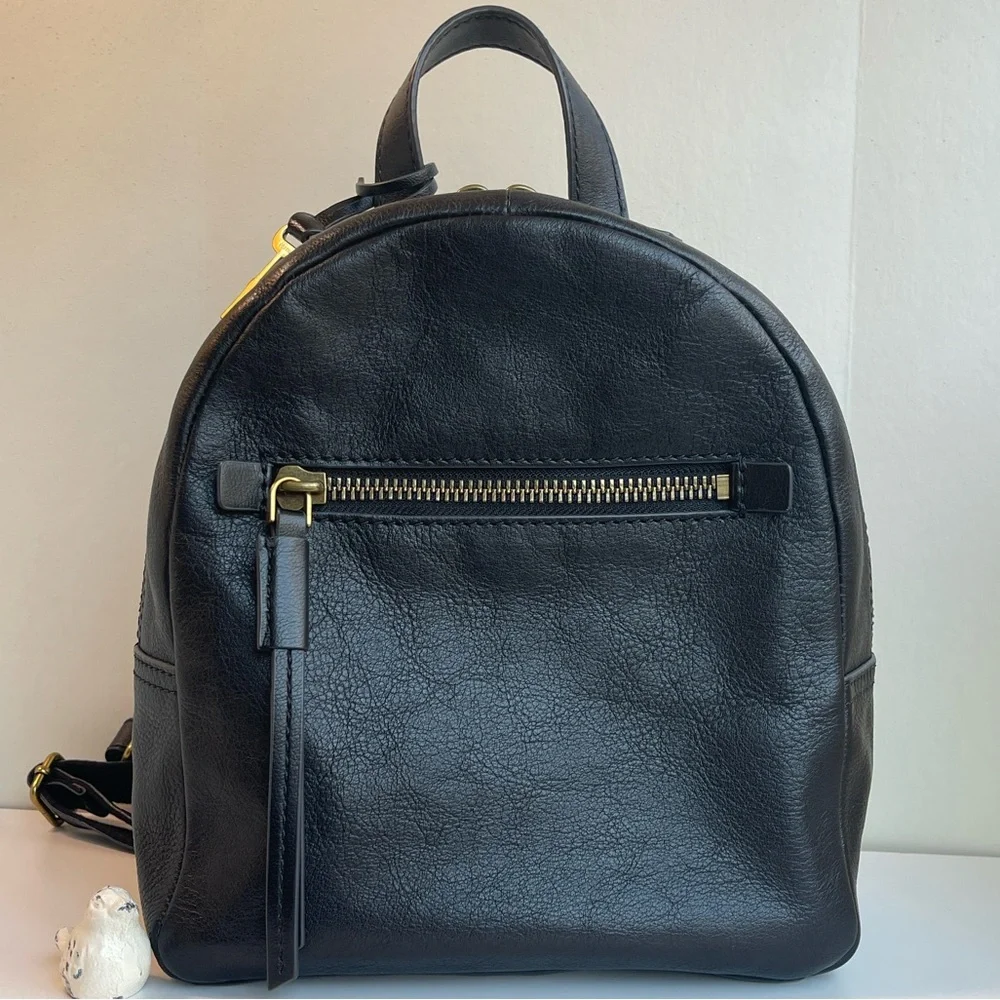 Fossil Black Genuine Leather Backpack